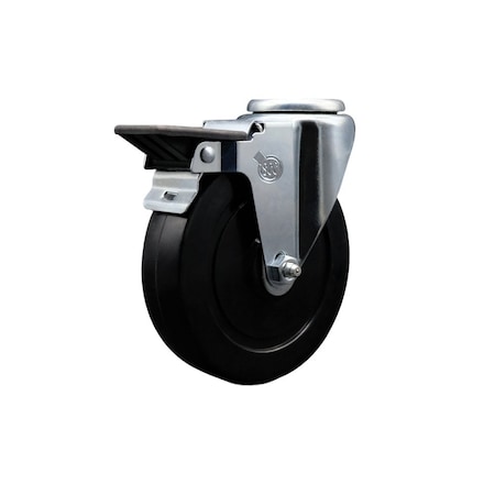 Service Caster 5'' Soft Rubber Wheel Swivel Bolt Hole Caster with Posi Lock Brake SCC-BH20S514-SRS-PLB
